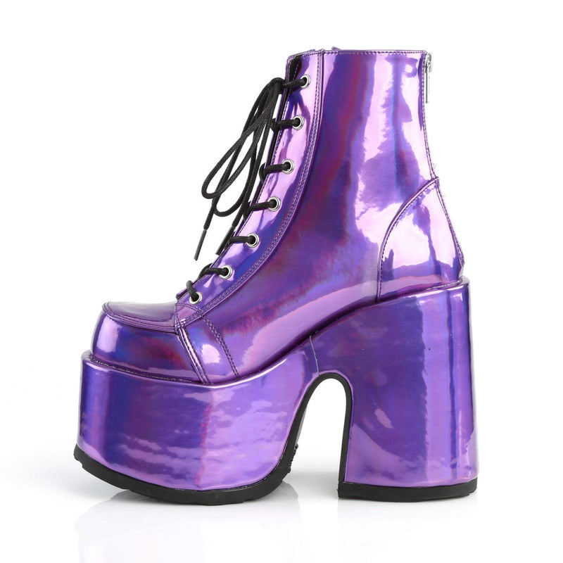 Demonia CAMEL-203 Ankle Boot (Purple Hologram Vegan Leather)