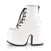 Demonia CAMEL-203 Ankle Boot (White Vegan Leather)