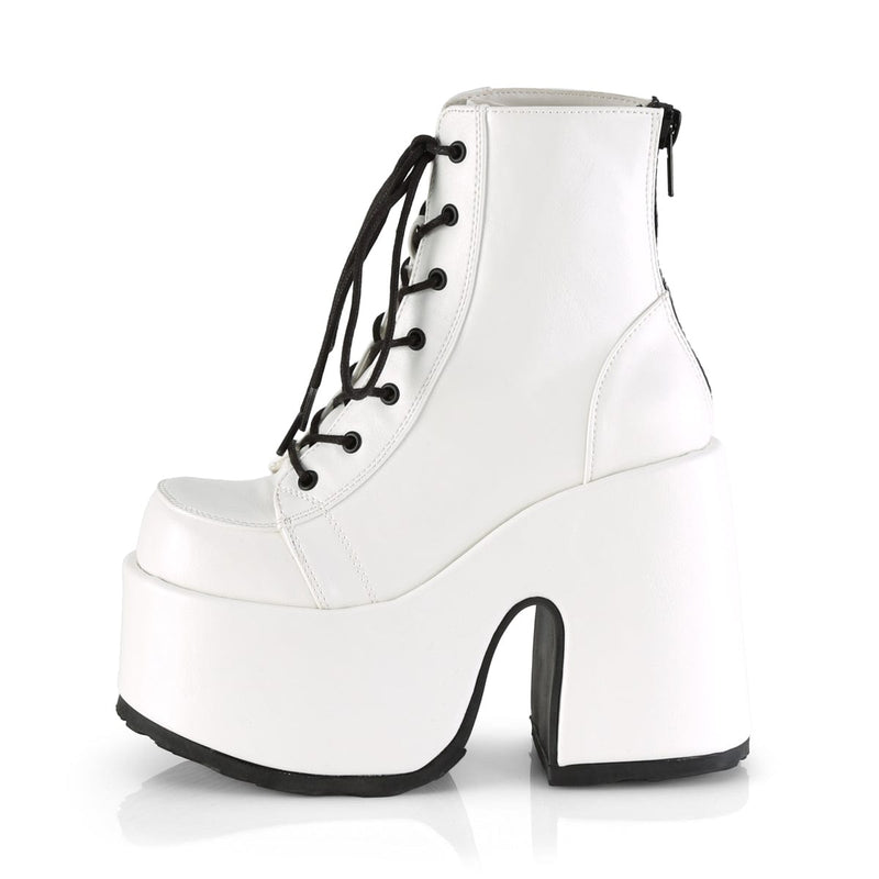 Demonia CAMEL-203 Ankle Boot (White Vegan Leather)