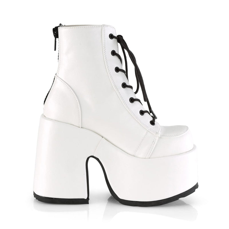 Demonia CAMEL-203 Ankle Boot (White Vegan Leather)