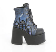 Demonia CAMEL-203-PT Ankle Boot (Black Vegan Leather)