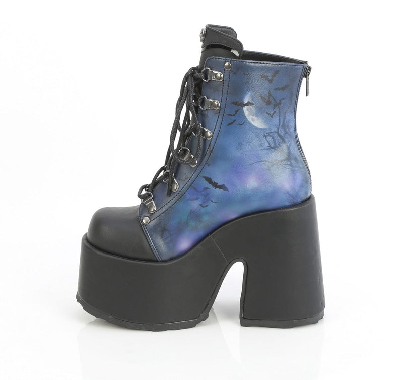 Demonia CAMEL-203-PT Ankle Boot (Black Vegan Leather)