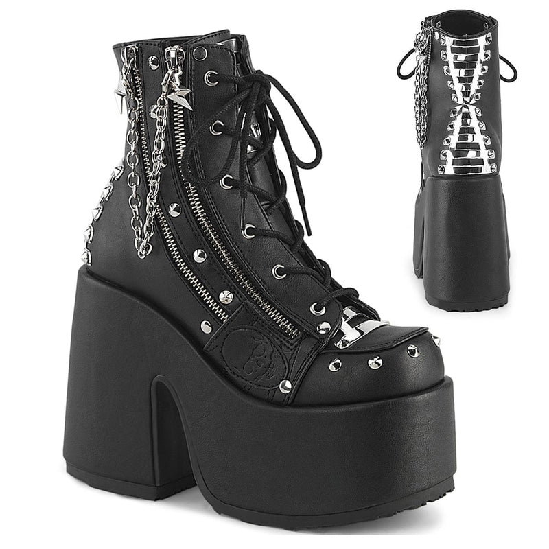 Demonia CAMEL-208 Ankle Boot (Black Vegan Leather)
