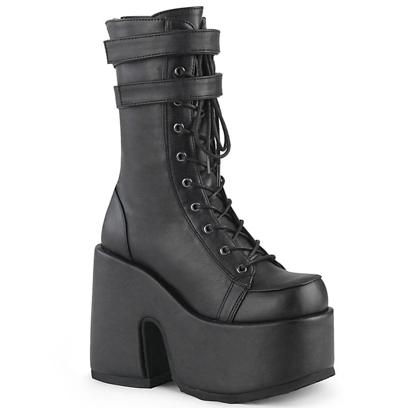 Demonia CAMEL-250 Mid-Calf Boot (Black Vegan Leather)