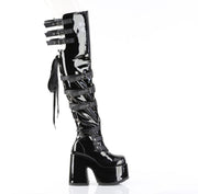Demonia CAMEL-308 Thigh High Boot (Black Patent)