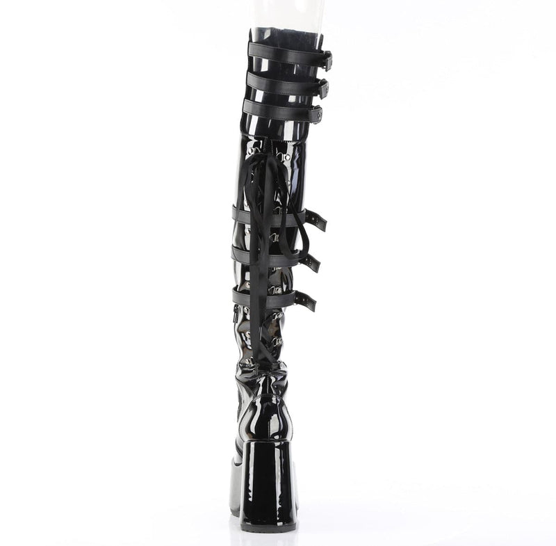 Demonia CAMEL-308 Thigh High Boot (Black Patent)