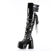 Demonia CAMEL-308 Thigh High Boot (Black Patent)