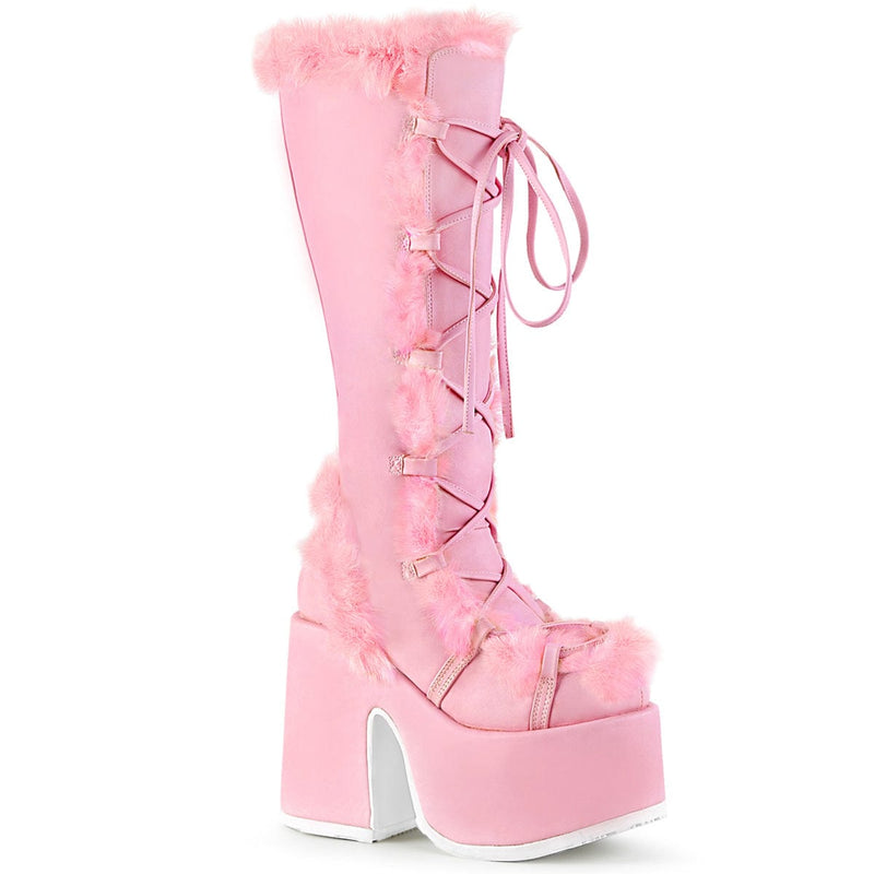 Demonia CAMEL-311 Knee High Boot (Pastel Pink Vegan Leather) 6