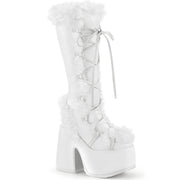 Demonia CAMEL-311 Knee High Boot (White Vegan Leather) 6