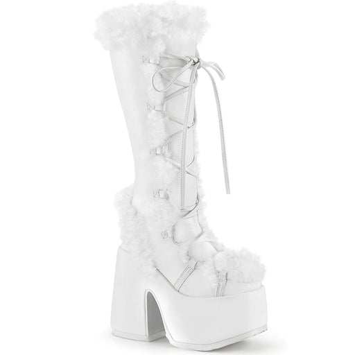 Demonia CAMEL-311 Knee High Boot (White Vegan Leather) 6