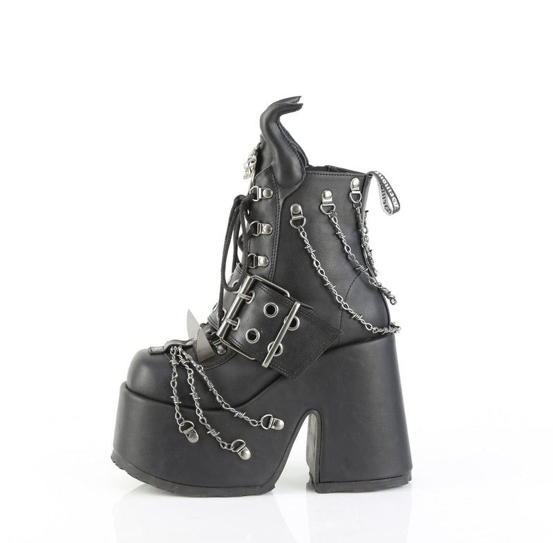 Demonia CAMEL-64 Ankle Boot (Black Vegan Leather)