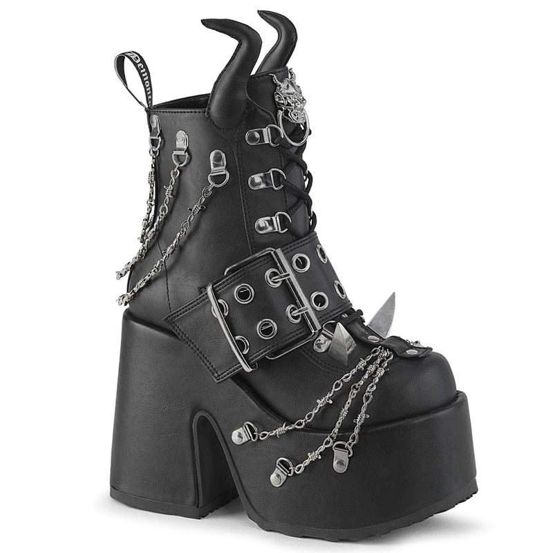 Demonia CAMEL-64 Ankle Boot (Black Vegan Leather)