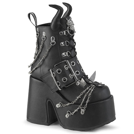 Demonia CAMEL-64 Ankle Boot (Black Vegan Leather)