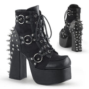 Demonia CHARADE-100 Ankle Boot (Black Vegan Leather-Suede)