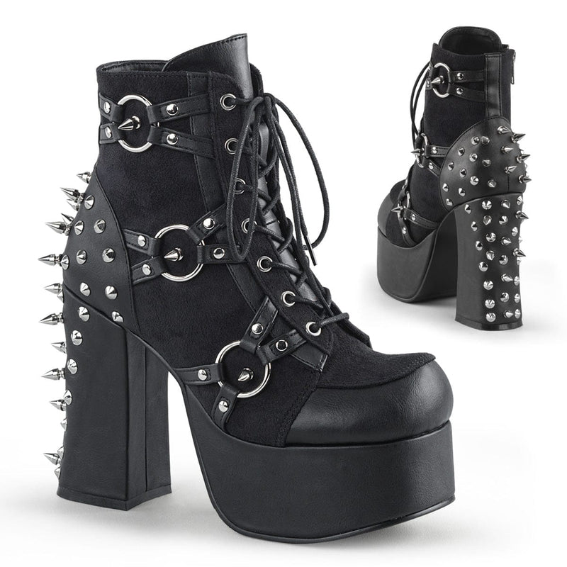 Demonia CHARADE-100 Ankle Boot (Black Vegan Leather-Suede)