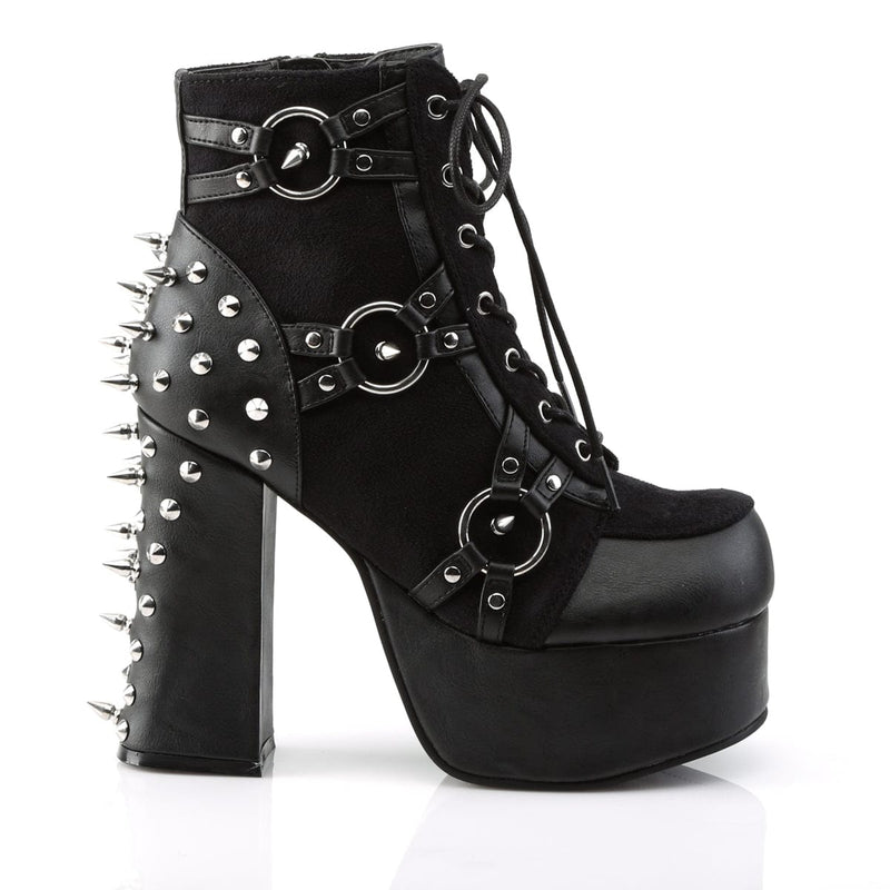 Demonia CHARADE-100 Ankle Boot (Black Vegan Leather-Suede)
