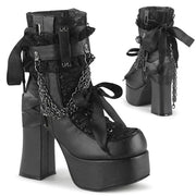 Demonia CHARADE-110 Ankle Boot (Black Vegan Leather-Lace Overlay)