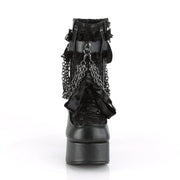 Demonia CHARADE-110 Ankle Boot (Black Vegan Leather-Lace Overlay)