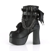 Demonia CHARADE-110 Ankle Boot (Black Vegan Leather-Lace Overlay)