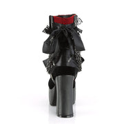 Demonia CHARADE-110 Ankle Boot (Black Vegan Leather-Red-Black Velvet-Fishnet Overlay)