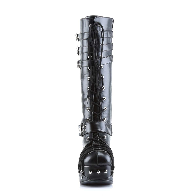 Demonia CHARADE-206 Knee High Boot (Black Vegan Leather)