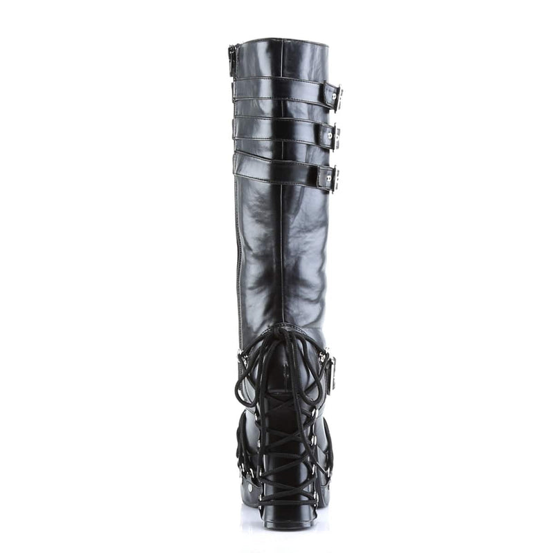 Demonia CHARADE-206 Knee High Boot (Black Vegan Leather)