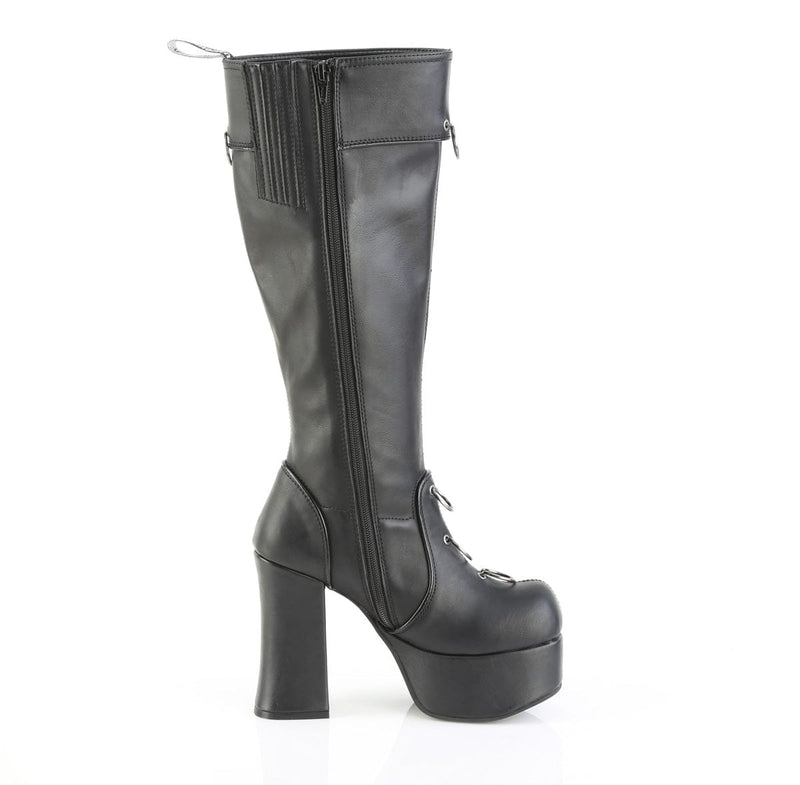 Demonia CHARADE-211 Knee High Boot (Black Vegan Leather)