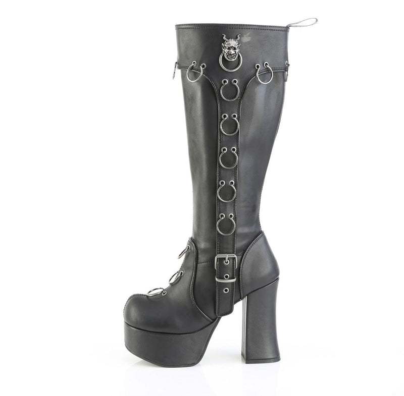 Demonia CHARADE-211 Knee High Boot (Black Vegan Leather)