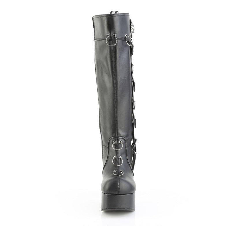 Demonia CHARADE-211 Knee High Boot (Black Vegan Leather)