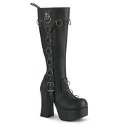 Demonia CHARADE-211 Knee High Boot (Black Vegan Leather)