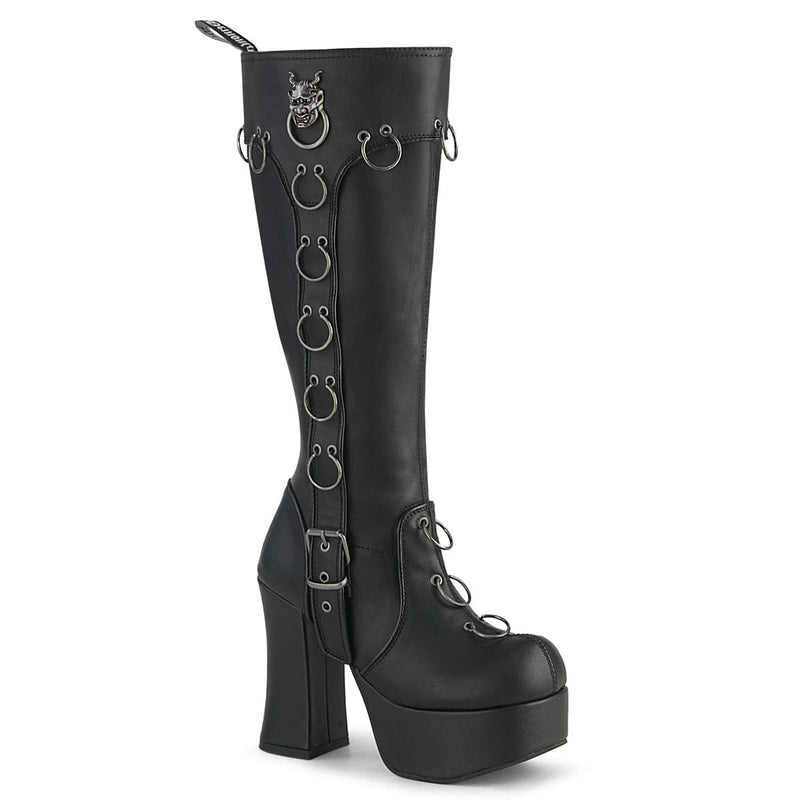 Demonia CHARADE-211 Knee High Boot (Black Vegan Leather)