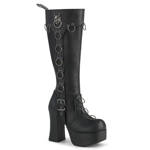 Demonia CHARADE-211 Knee High Boot (Black Vegan Leather)