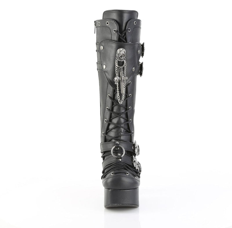 Demonia CHARADE-230 Knee High Boot (Black Vegan Leather)