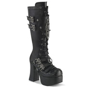 Demonia CHARADE-230 Knee High Boot (Black Vegan Leather)