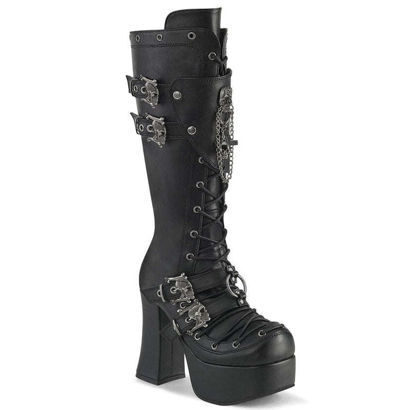 Demonia CHARADE-230 Knee High Boot (Black Vegan Leather)