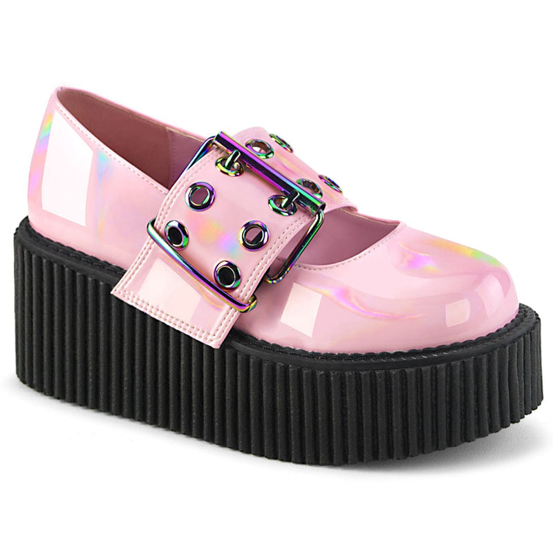 Demonia CREEPER-230 Mary Jane (Baby Pink Holo Patent)