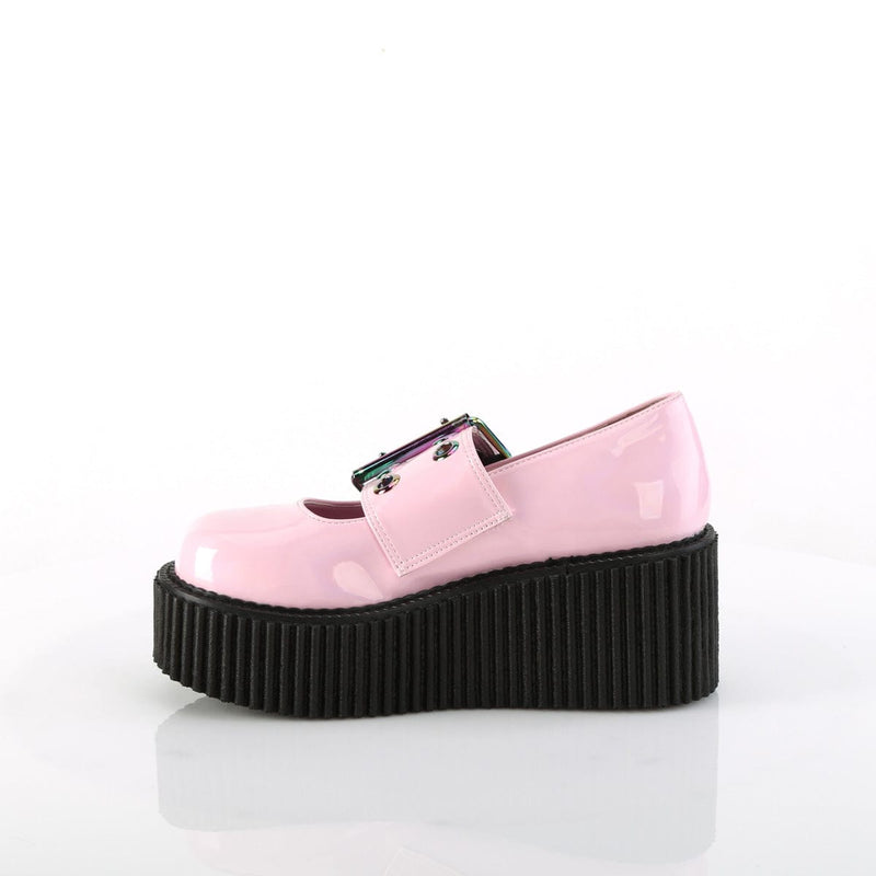 Demonia CREEPER-230 Mary Jane (Baby Pink Holo Patent)