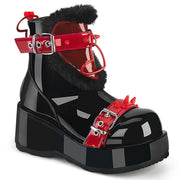 Demonia CUBBY-57 Ankle Boot (Black Patent-Red PVC) 6