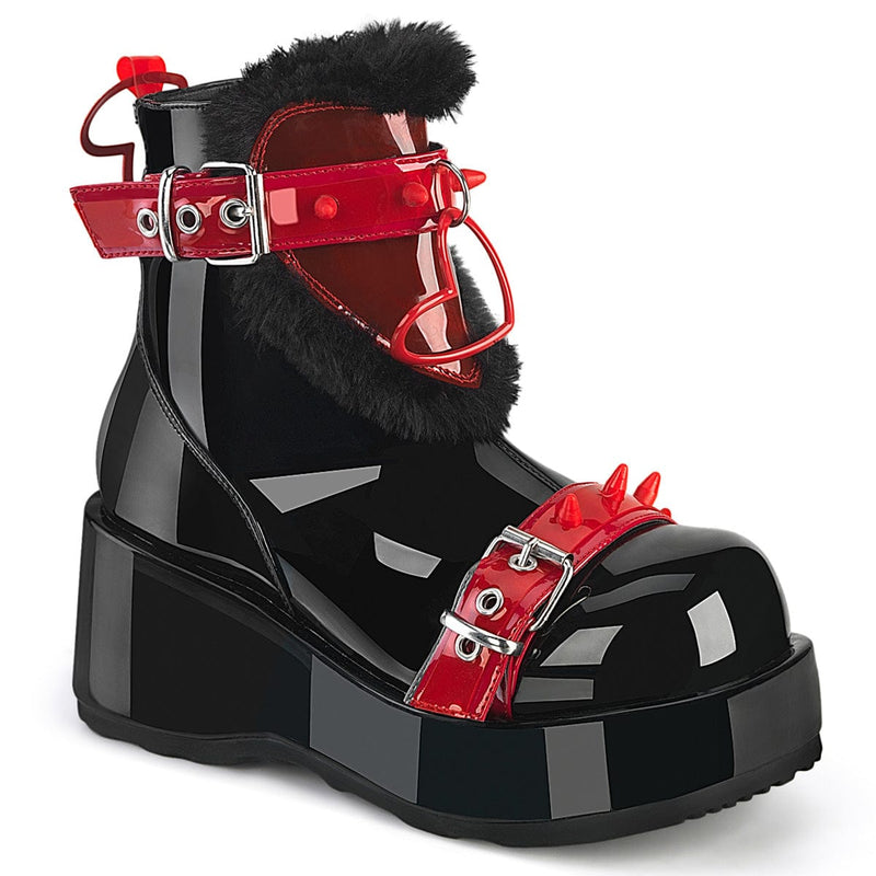 Demonia CUBBY-57 Ankle Boot (Black Patent-Red PVC) 6