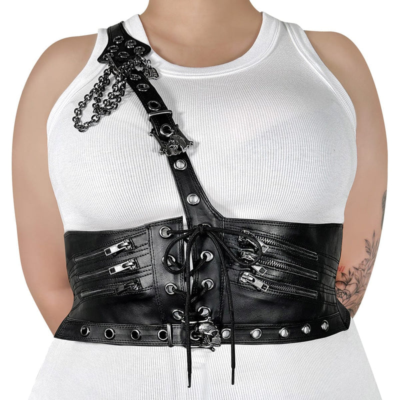 Demonia DA-105-SM Waist Harness (Black Stretch Faux Leather) L-XL