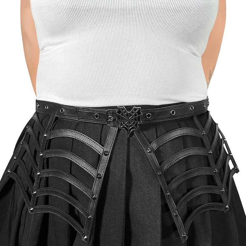 Demonia DA-315-SM Spiderweb Belt (Black Faux Leather) L-XL