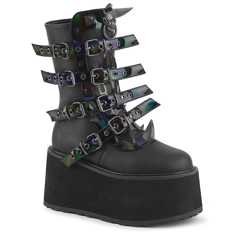 Demonia DAMNED-156 Mid-Calf Boot (Black Vegan Leather)