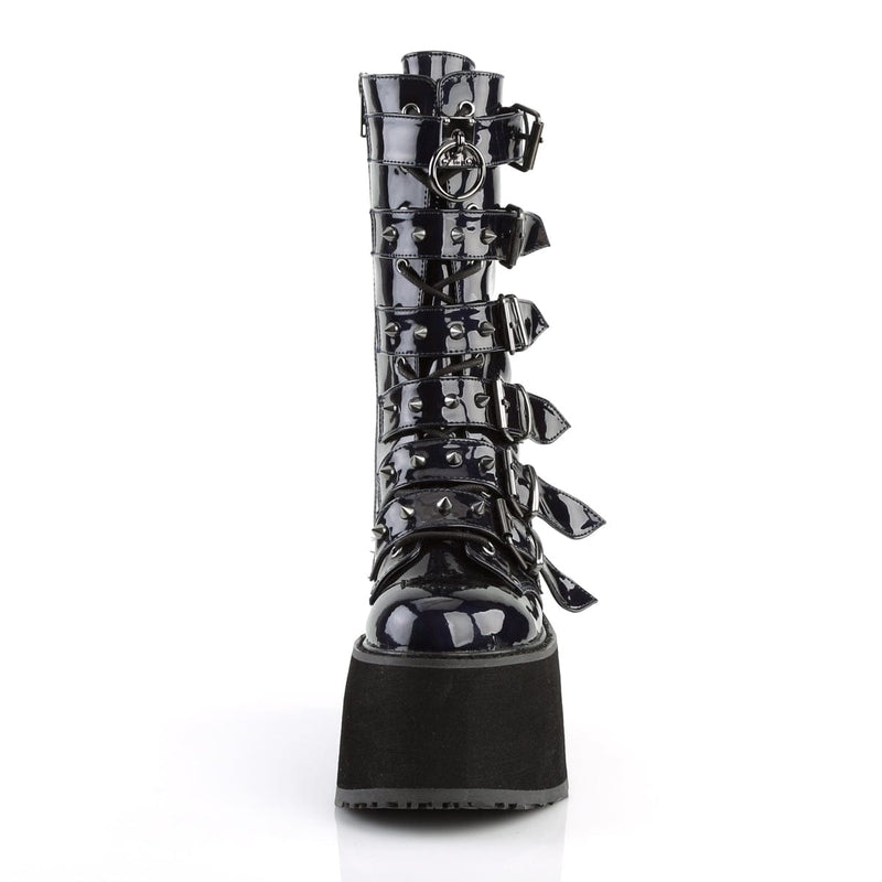 Demonia DAMNED-225 Mid-Calf Boot (Black Hologram Vegan Leather)