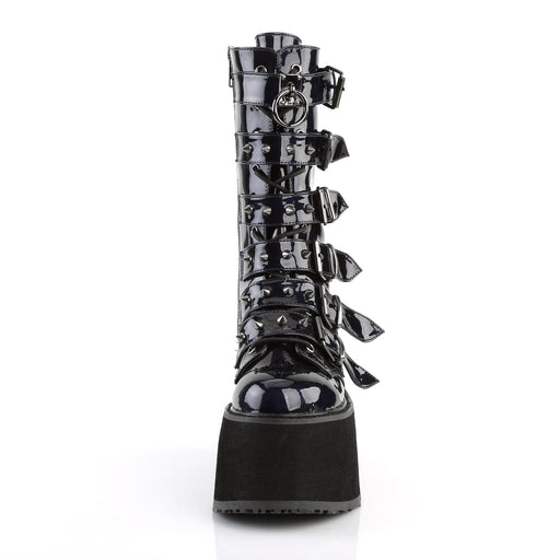 Demonia DAMNED-225 Mid-Calf Boot (Black Hologram Vegan Leather)