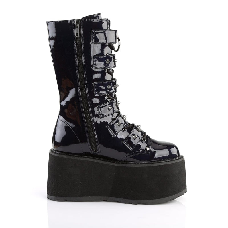 Demonia DAMNED-225 Mid-Calf Boot (Black Hologram Vegan Leather)