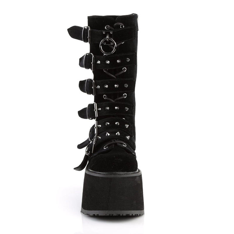 Demonia DAMNED-225 Mid-Calf Boot (Black Vegan Leather)
