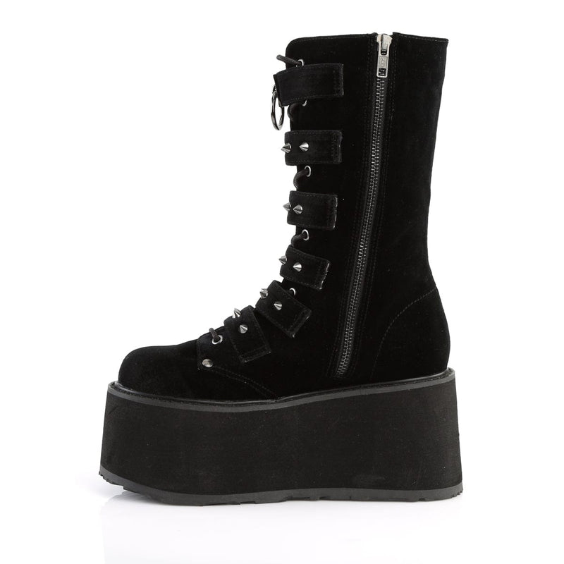 Demonia DAMNED-225 Mid-Calf Boot (Black Vegan Leather)