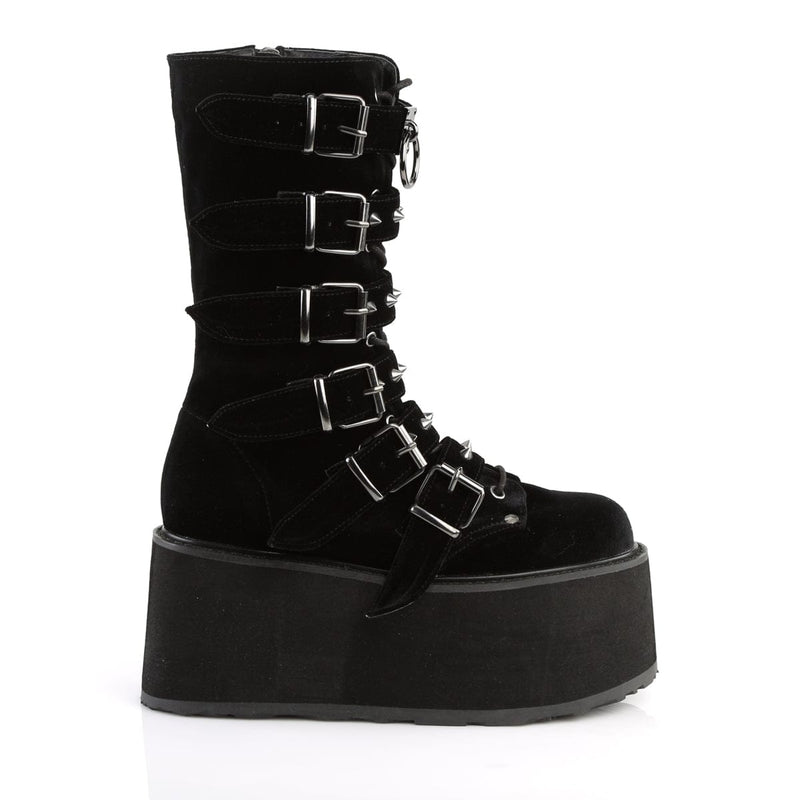 Demonia DAMNED-225 Mid-Calf Boot (Black Vegan Leather)