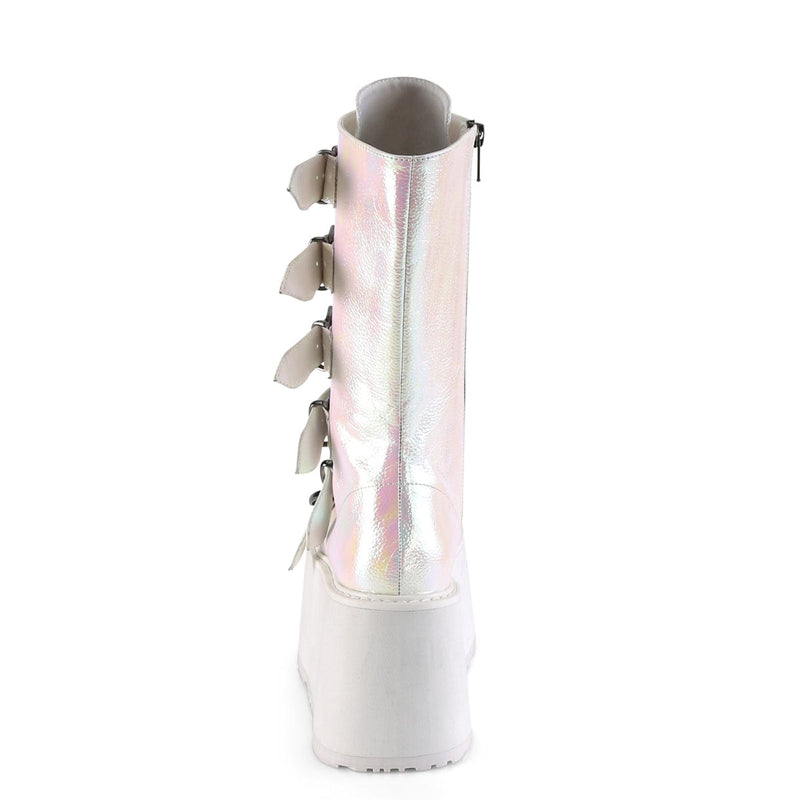 Demonia DAMNED-225 Mid-Calf Boot (Pearl Iridescent Vegan Leather)
