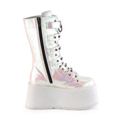 Demonia DAMNED-225 Mid-Calf Boot (Pearl Iridescent Vegan Leather)